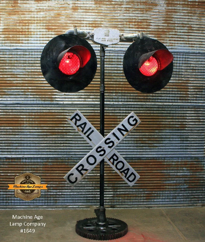 Steampunk Industrial / Railroad Crossing Light / Locomotive / Train Light Floor Lamp / #1649 - SOLD Steampunk Industrial / Railroad Crossing Light / Locomotive / Train Light Floor Lamp / #1649 - SOLD