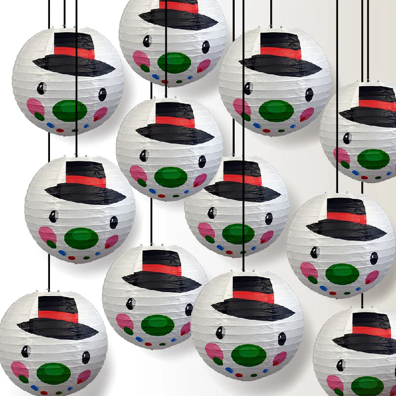 12 PACK | 14" Frosty Snowman Christmas Holiday Paper Lantern