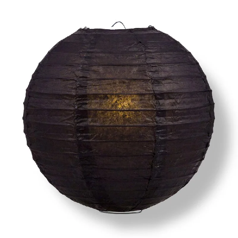 30" Black Jumbo Round Paper Lantern, Parallel Ribbing, Chinese Hanging Wedding & Party Decoration 30" Black Jumbo Round Paper Lantern, Parallel Ribbing, Chinese Hanging Wedding & Party Decoration