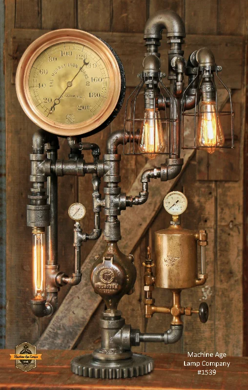 Steampunk Industrial / Steam Gauge / Antique Oiler / Iowa / Murray Iron Works / Lamp #1539 sold Steampunk Industrial / Steam Gauge / Antique Oiler / Iowa / Murray Iron Works / Lamp #1539 sold