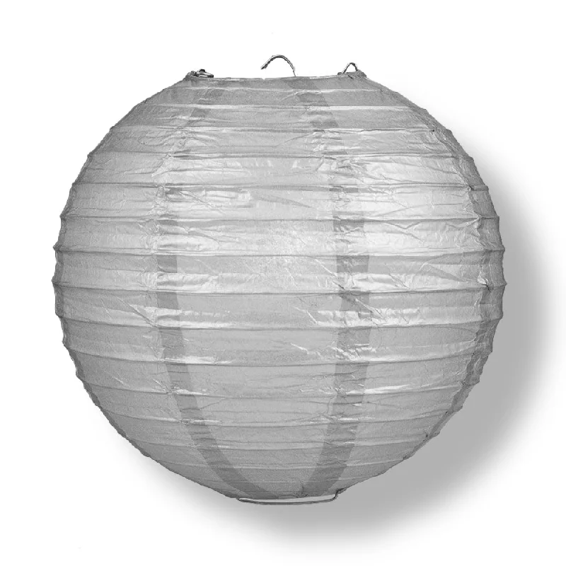 BLOWOUT 30" Silver Jumbo Round Paper Lantern, Even Ribbing, Chinese Hanging Wedding & Party Decoration BLOWOUT 30" Silver Jumbo Round Paper Lantern, Even Ribbing, Chinese Hanging Wedding & Party Decoration