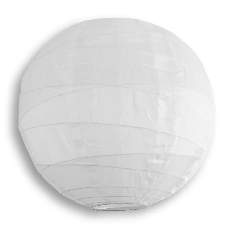 30" White Jumbo Shimmering Nylon Lantern, Crisscross Ribbing, Durable, Dry Outdoor Hanging Decoration 30" White Jumbo Shimmering Nylon Lantern, Crisscross Ribbing, Durable, Dry Outdoor Hanging Decoration