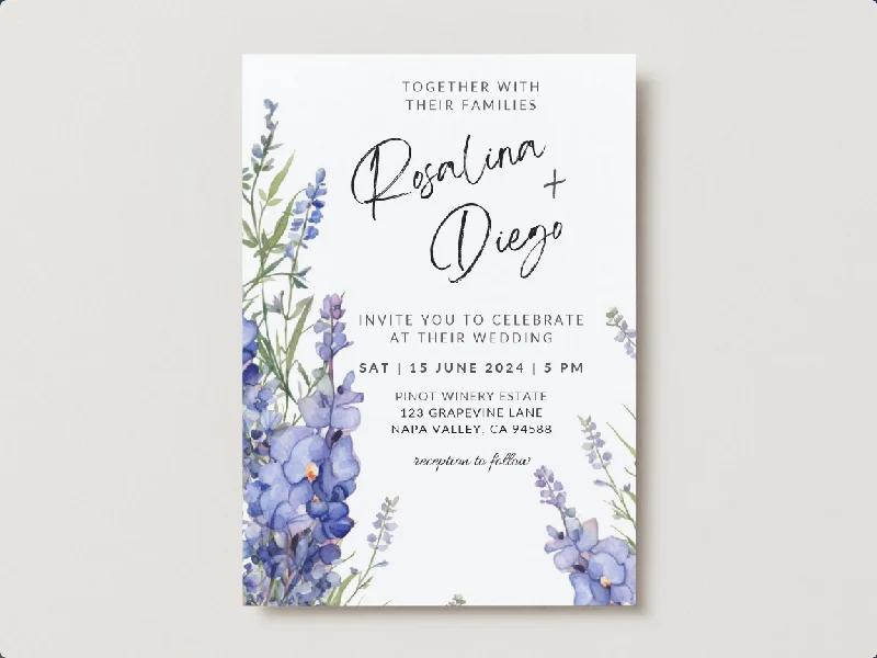 Set of Printable Wedding Invitation Templates, with Blue Lavender Floral Design, Digital Download, Custom DIY Edit and Print (Set Includes Invitation, RSVP and Details Card) Set of Printable Wedding Invitation Templates, with Blue Lavender Floral Design, Digital Download, Custom DIY Edit and Print (Set Includes Invitation, RSVP and Details Card)