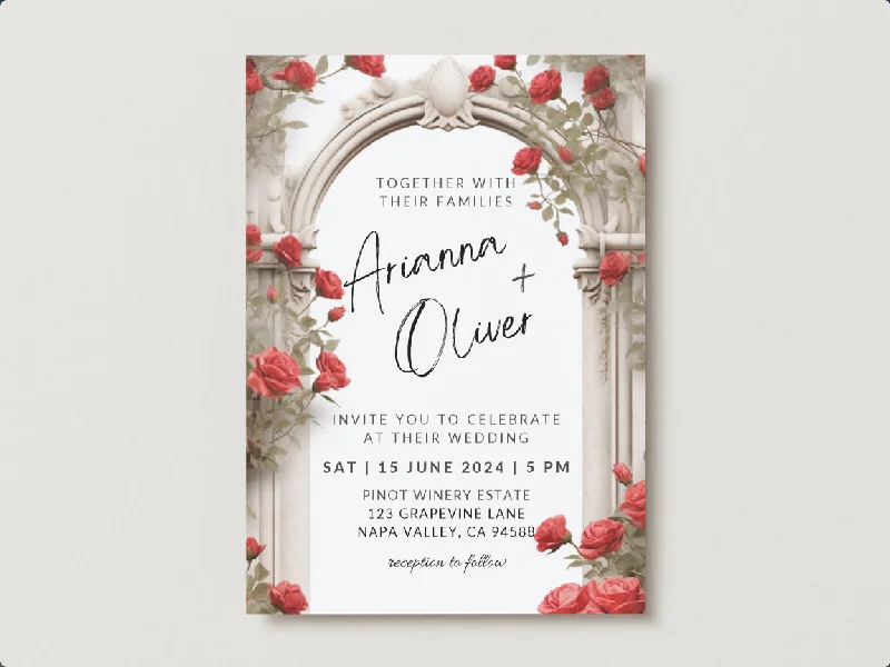 Set of Printable Wedding Invitation Templates, with Red Roses Floral Design, Digital Download, Custom DIY Edit and Print (Set Includes Invitation, RSVP and Details Card) Set of Printable Wedding Invitation Templates, with Red Roses Floral Design, Digital Download, Custom DIY Edit and Print (Set Includes Invitation, RSVP and Details Card)