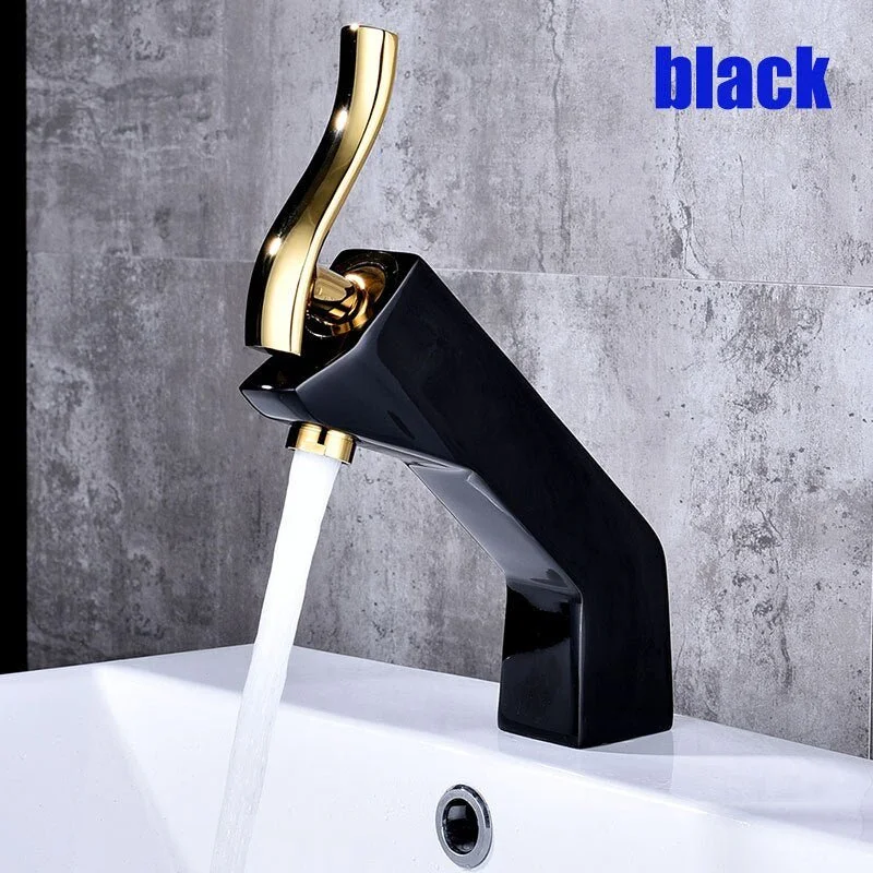 Innovative 1 Set Home Multi-color Basin Faucets Cold and Hot Water Taps Chrome Black White Red Gold Purple Bathroom Sink Faucet Innovative 1 Set Home Multi-color Basin Faucets Cold and Hot Water Taps Chrome Black White Red Gold Purple Bathroom Sink Faucet