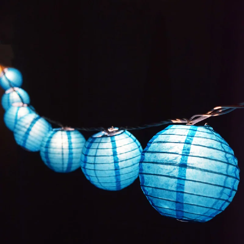 BLOWOUT 10 Socket Turquoise Round Paper Lantern Party String Lights (4" Lanterns, Expandable) BLOWOUT 10 Socket Turquoise Round Paper Lantern Party String Lights (4" Lanterns, Expandable)