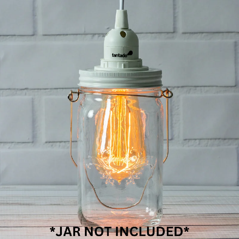 Small size Edison light bulbsFantado Mason Jar Pendant Light Kit, Wide Mouth, White Cord, 15FT Small size Edison light bulbsFantado Mason Jar Pendant Light Kit, Wide Mouth, White Cord, 15FT