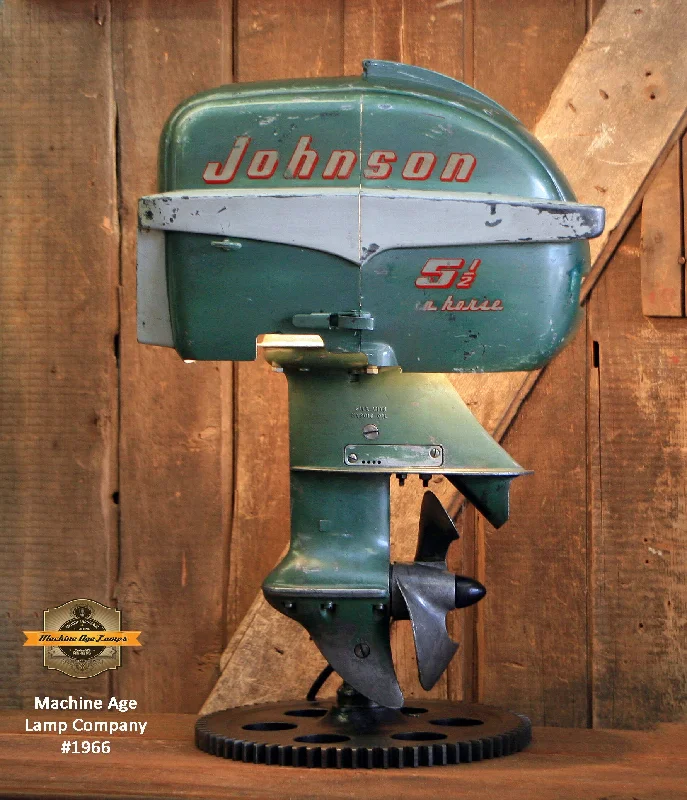 Steampunk Industrial / Antique Johnson Boat Motor / Nautical / Marine / Cabin / Lamp #1966 sold Steampunk Industrial / Antique Johnson Boat Motor / Nautical / Marine / Cabin / Lamp #1966 sold