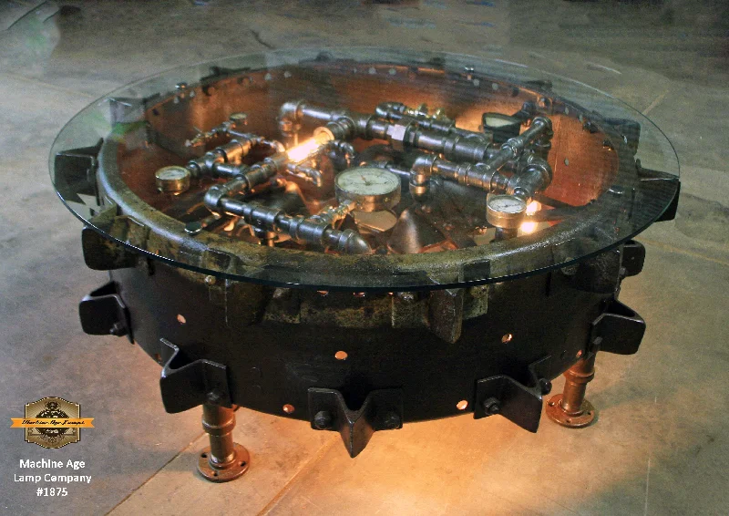 Industrial Wheel Coffee Table / Antique Steel Farmall Tractor Wheel / Farm / Tractor / #DC 1875 Industrial Wheel Coffee Table / Antique Steel Farmall Tractor Wheel / Farm / Tractor / #DC 1875