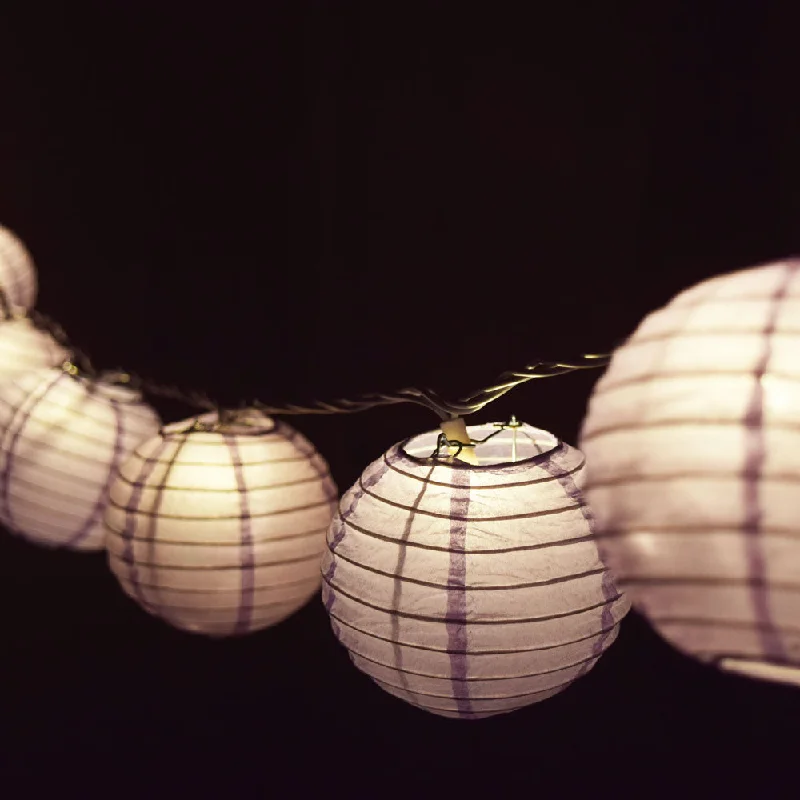 10 Socket Lavender Round Paper Lantern Party String Lights (4" Lanterns, Expandable) 10 Socket Lavender Round Paper Lantern Party String Lights (4" Lanterns, Expandable)