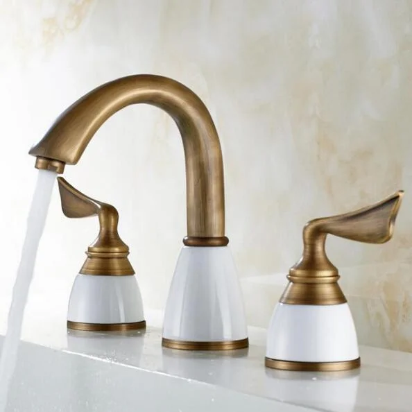 Luxury Basin Faucet 8 Inch Water Tap Brass Ceramic & Diamond Bathroom Faucet Antique Widespread Basin Sink Faucet Luxury Basin Faucet 8 Inch Water Tap Brass Ceramic & Diamond Bathroom Faucet Antique Widespread Basin Sink Faucet