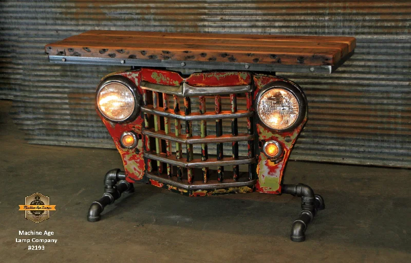 Steampunk Industrial / Original vintage 50's Jeep Willys Grille / Table Sofa Hallway / RED / Table #2193 sold Steampunk Industrial / Original vintage 50's Jeep Willys Grille / Table Sofa Hallway / RED / Table #2193 sold