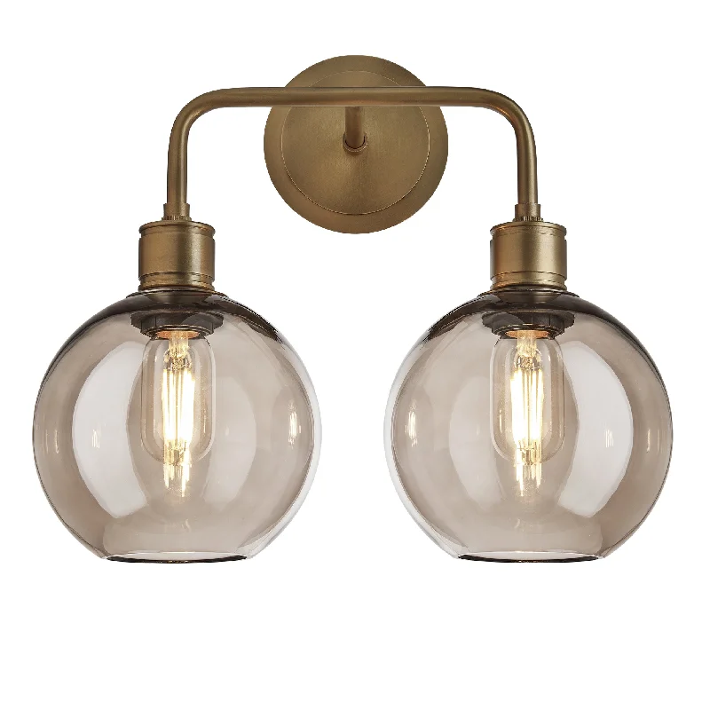 Albany Smoked Glass Globe Double Wall Light - 7 Inch - Mocha
