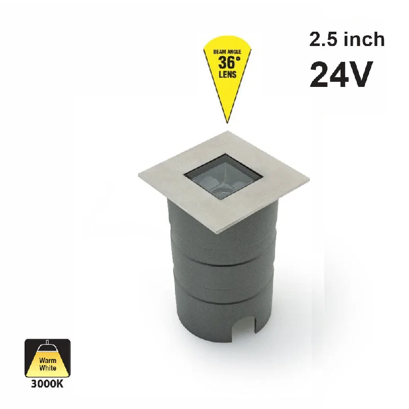 Outdoor Square Inground light 36° lens, 24V 5W 3000K(Warm White)