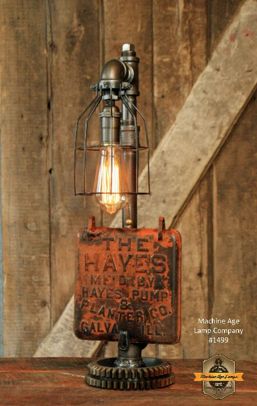 Steampunk Industrial Farm / Hayes Pump Planter Cover Lamp / Ill / Lamp #1499 - SOLD Steampunk Industrial Farm / Hayes Pump Planter Cover Lamp / Ill / Lamp #1499 - SOLD