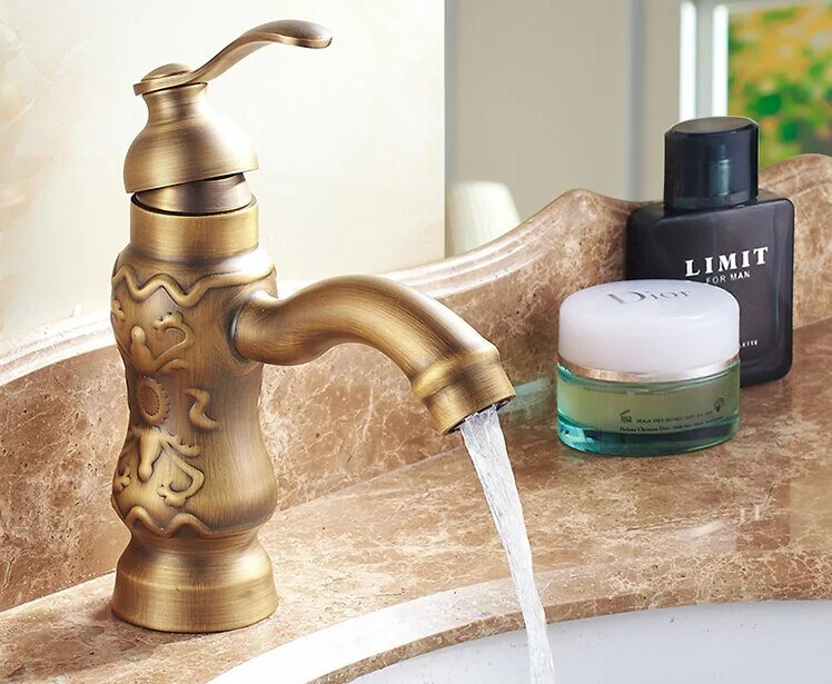 High Quality Antique Luxury Art Carved Bathroom Single Lever Design Sink Faucet Basin Faucet Tap Mixer High Quality Antique Luxury Art Carved Bathroom Single Lever Design Sink Faucet Basin Faucet Tap Mixer