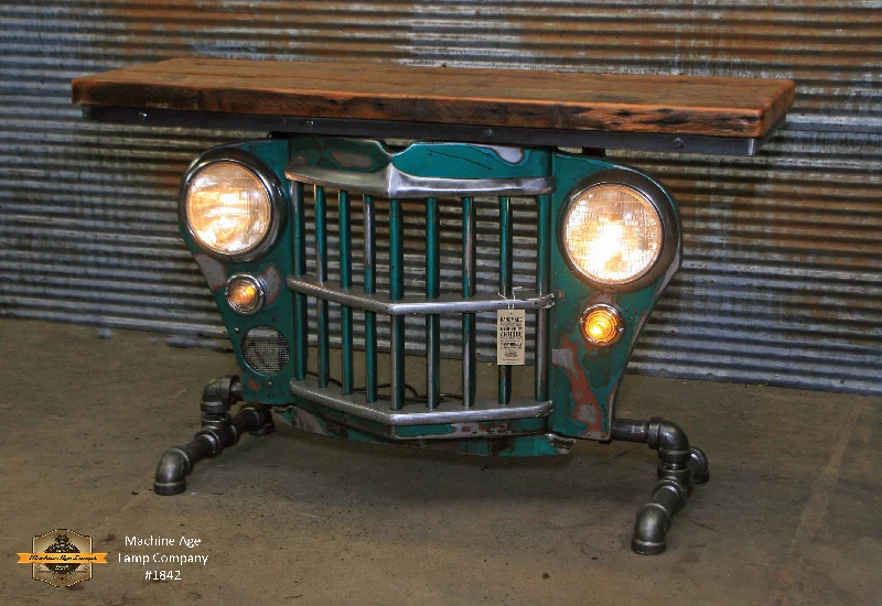Steampunk Industrial / Original vintage 50's Jeep Willys Grille / Table Sofa Hallway / Green / Table #1842 sold Steampunk Industrial / Original vintage 50's Jeep Willys Grille / Table Sofa Hallway / Green / Table #1842 sold