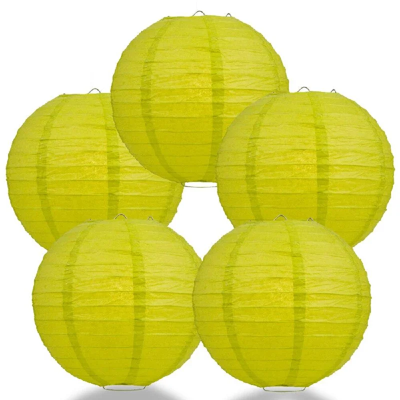 5-PACK 36" Chartreuse Jumbo Round Paper Lantern, Even Ribbing, Chinese Hanging Wedding & Party Decoration 5-PACK 36" Chartreuse Jumbo Round Paper Lantern, Even Ribbing, Chinese Hanging Wedding & Party Decoration