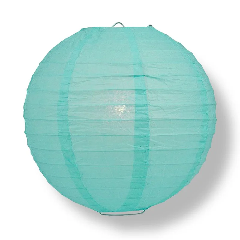 30" Water Blue Jumbo Round Paper Lantern, Parallel Ribbing, Chinese Hanging Wedding & Party Decoration 30" Water Blue Jumbo Round Paper Lantern, Parallel Ribbing, Chinese Hanging Wedding & Party Decoration