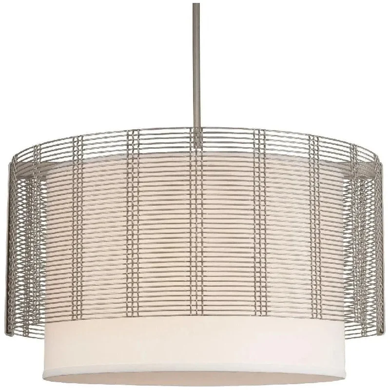 Track lighting with a brushed nickel finishDowntown Mesh Drum with Linen Shade, 24-Inch Track lighting with a brushed nickel finishDowntown Mesh Drum with Linen Shade, 24-Inch