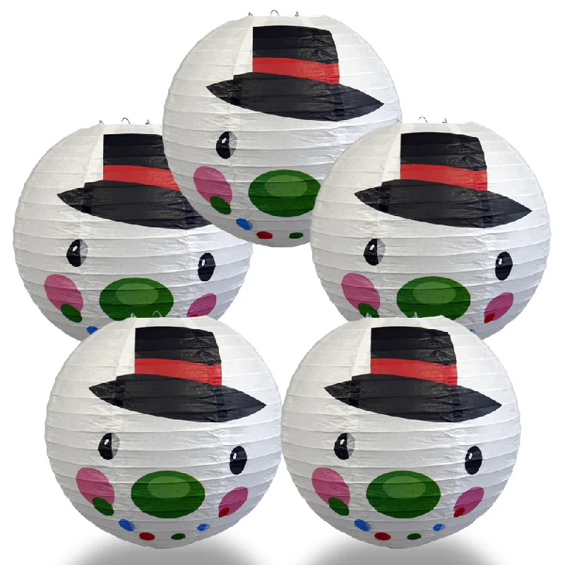 5 PACK | 14" Frosty Snowman Christmas Holiday Paper Lantern