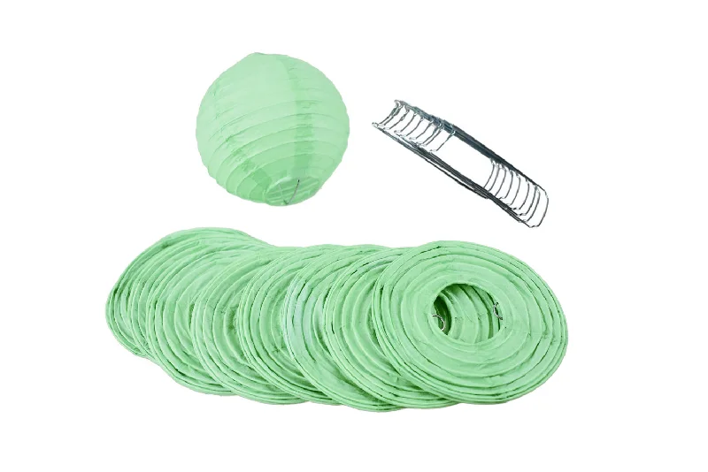 4" Cool Mint Green Round Paper Lantern, Even Ribbing, Hanging Decoration (10-Pack) (String Light Sold Separately) 4" Cool Mint Green Round Paper Lantern, Even Ribbing, Hanging Decoration (10-Pack) (String Light Sold Separately)