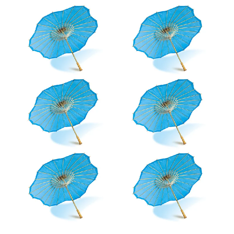 BULK PACK (6-Pack) 32" Turquoise Paper Parasol Umbrella, Scallop Blossom Shaped with Elegant Handle BULK PACK (6-Pack) 32" Turquoise Paper Parasol Umbrella, Scallop Blossom Shaped with Elegant Handle