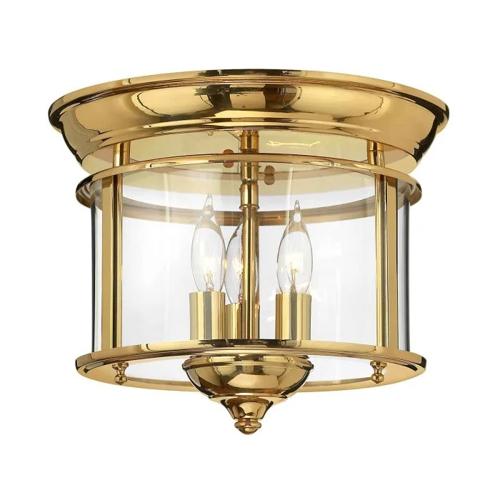Gentry 3 Light Flush- Polished Brass/ Nickel/ Silver