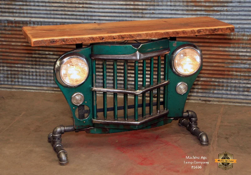 Steampunk Industrial / Original vintage 50's Jeep Willys Grille / Table Sofa Hallway / Table #1635 - SOLD Steampunk Industrial / Original vintage 50's Jeep Willys Grille / Table Sofa Hallway / Table #1635 - SOLD