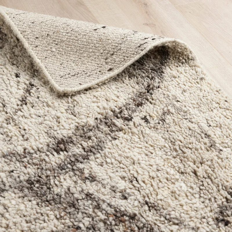 Brae Hand Knotted Shaggy Wool Rug - Natural & Dark Brown