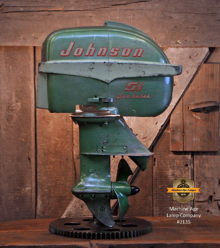 Steampunk Industrial / Antique Johnson Boat Motor / Nautical / Marine / Cabin / Lamp #2135 Steampunk Industrial / Antique Johnson Boat Motor / Nautical / Marine / Cabin / Lamp #2135