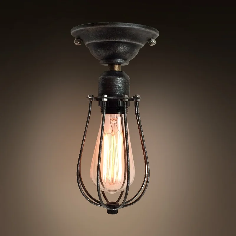 Industrial Lighting for Printing Press FacilitiesGlobe 1 Light Cage Flush Mount Mini Pendant Industrial Lighting for Printing Press FacilitiesGlobe 1 Light Cage Flush Mount Mini Pendant