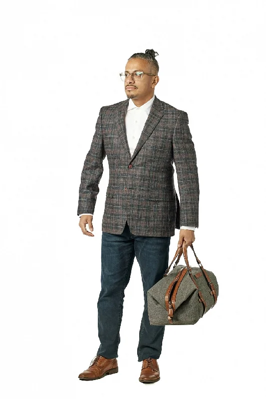 Classic Fit Black and Blush Sharkskin Check Sport Jacket ST-SJ-411