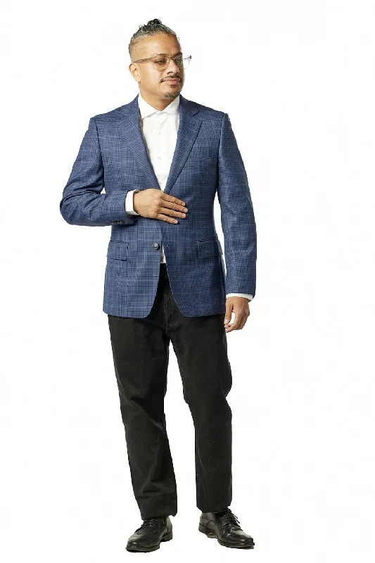 Classic Fit Blue Microbox Check Sport Jacket  ST-SJ-407