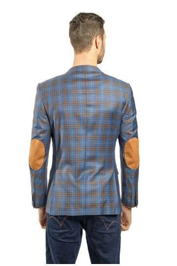 Slim Fit Blue & Mustard Plaid Sport Jacket GB-SJ-REDA-X3