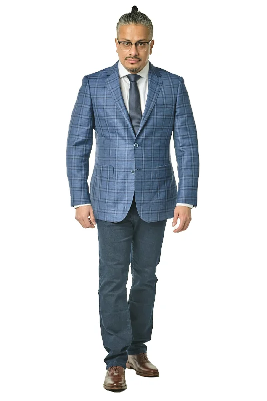 Modern Fit Blue Check Loro Piana Sport Jacket  B-SJ-LP-21P5