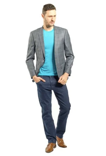 Slim Fit Grey Plaid Sport Jacket GB-SJ-ELI-X4