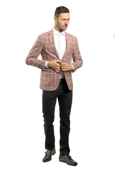 Slim Fit Red and White Plaid Sport Jacket GB-SJ-Guab-40