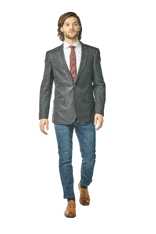 Slim Fit Navy Brown Silk Weave Sport Jacket GB-SJ-333