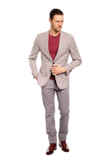 Slim Fit Wine Grey Beige Sport Jacket GB-SJ-F7