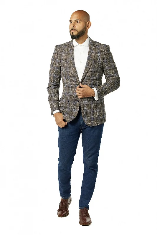 Slim Fit Brown Blue Hopeweave Sport Jacket GB-SJ-349