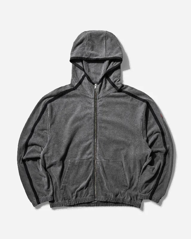 Men's Overdye Taped Light Zip Hoodie Charcoal