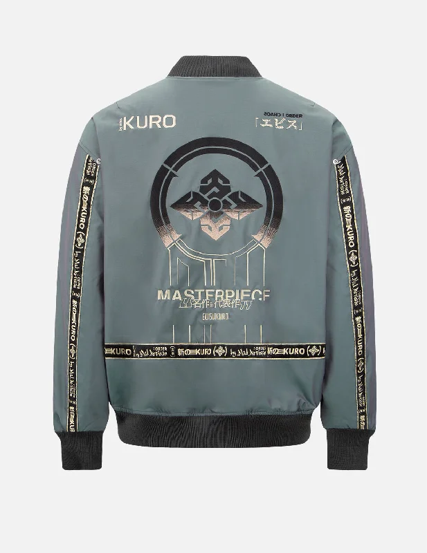 Gradient Kamon Embroidery Bomber Jacket