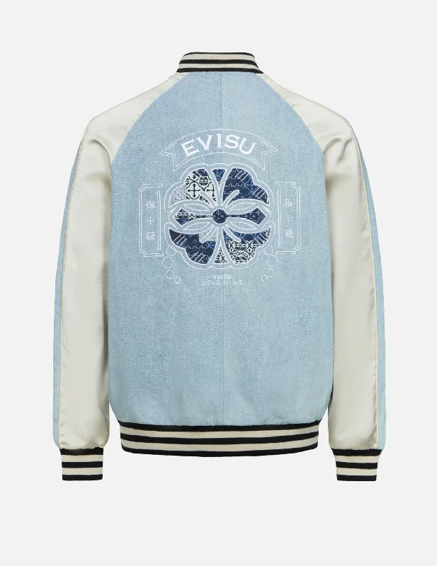 Kamon Brocade Appliqué Relax Fit Denim Souvenir Jacket