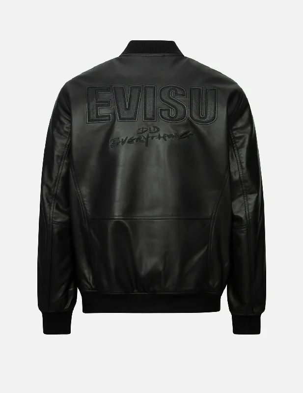 Logo Appliquéd Leather Bomber Jacket