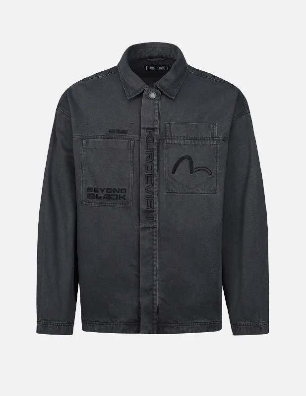 Logo Embroidery Garment Washed Shirt Jacket