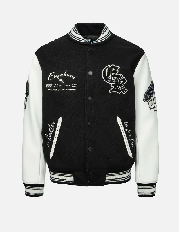 Multi Logo Badge Embroidery Relax Fit Padded Baseball Jacket