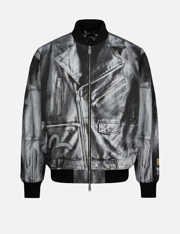 Replicate Biker Allover Print Relax Fit Bomber Jacket