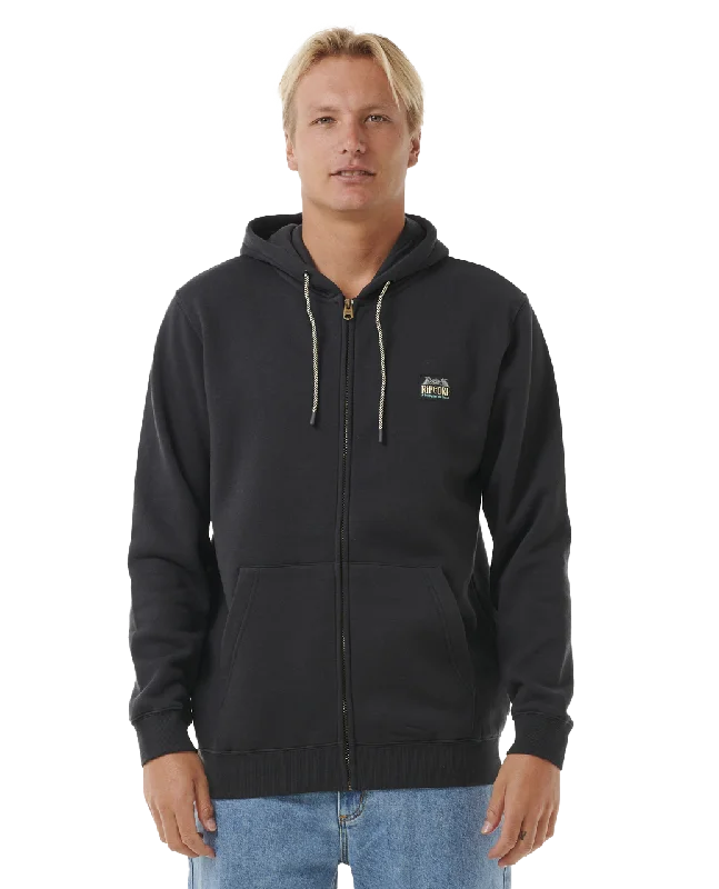 Horizon Zip Thru Hoodie in Washed Black