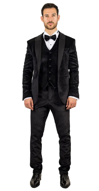 TruClothing AK-26 - Men's Black 3 Piece Wedding Tuxedo Suit